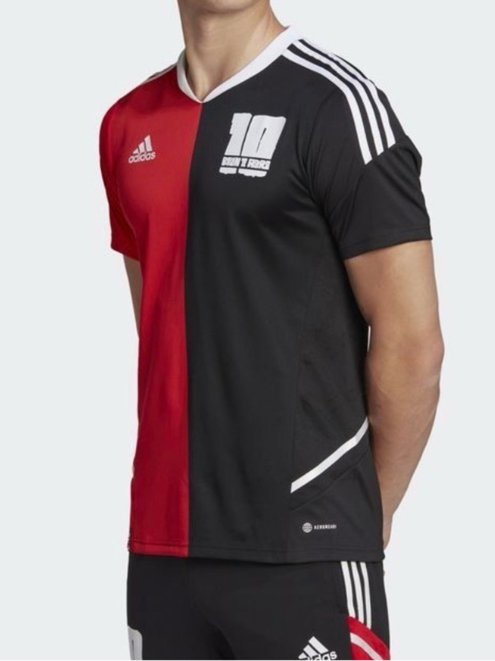 adidas Balon Te Adoro Messi Red Black Split Colourblock Football Jersey Large